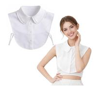 YONEEKSS Ruffled Detachable Half Shirt, Fake Collar for Women's Blouse, Half Shirt Blouse False Collar Folding Design Fake Collar Dickey for Sweaters, Dresses (One Size)