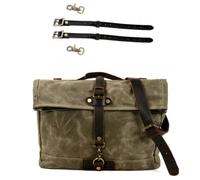 yoneleu Motorcycle Saddle Bag Universal Motorbike Waterproof Wax Canvas Bag Saddlebag Messenger Bag Casual Motorcycle Storage Panniers Shoulder Bag Side Package(Green,With Strap)