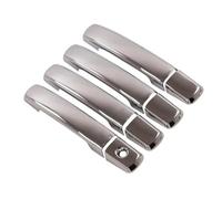 yoneleu Outer Door Handle Cover Compatible with Nissan for Navara for Frontier D40 2005-2013 Carbon Fiber Chrome Car Door Handle Cover Stickers Styling Accessories(Silver 0 Button)