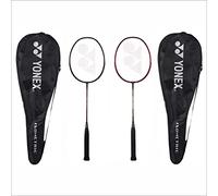 YONEX Aluminium Badminton Racquet Gr 303I Made in India Pack of 2 with Full Cover (Black/Deep Red)