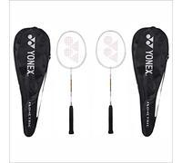 YONEX Aluminium Badminton Racquet Gr 303I Made in India Pack of 2 with Full Cover (White/White)