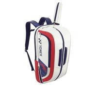 YONEX BA02312EX Expert Badminton/Tennis/Squash Leather Bag Backpack, 3 Racket Capacity, with Shoe Compartment. (White/Red Camouflaged)