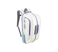 YONEX BA02312EX Expert Badminton/Tennis/Squash Leather Bag Backpack, 3 Racket Capacity, with Shoe Compartment. (White/Pearl Blue)