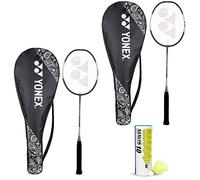 YONEX Best Beginner's Badminton Combo - ZR 100 Light Aluminum Blend Racquet with Full Cover, Set of 2 + Mavis 10 Shuttlecock, Pack of 6 - Charcoal color