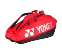 Yonex Pro Racquet Bag 6, Multi-Compartment 6-Racket Tennis Gear Travel Pack, Backpack Style Carry Straps/Grab Handle, Scarlet
