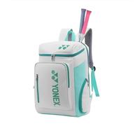 YONEX Quality Large Capacity Sports Backpack, Multi-Compartment Racket Bag for Badminton and Tennis, Separate Shoe Compartment. (White Cyan)