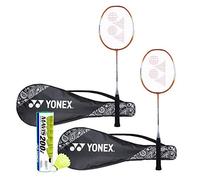 YONEX ZR 100 Aluminum Light Badminton Racquet with Full Cover (Orange) - Set of 2 with Mavis 200I Shuttlecock - Pack of 6 Badminton Combo