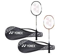 YONEX ZR 100 Light Aluminium Badminton Racquet with Full Cover (Black & Black, Made in India) Set of 2