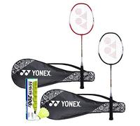 Yonex ZR 100 Light Badminton Combo (Set of 2 Yonex ZR 100 Light Badminton Racquet with Full Cover Black/Red + Mavis 200I Shuttlecock Pack of 6),Aluminium
