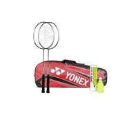 Yonex ZR 100 Light Badminton Racket Combo (Set of 2) with Full Cover + Mavis 200i Shuttlecock + 23025 Yonex kitbag Red Black
