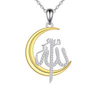 YONFQE Allah Necklace 925 Sterling Silver Islamic Pendant Necklace Islam Allah Jewellery Gifts for Men