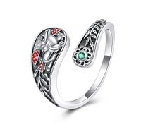 YONFQE Frog Spoon Ring Sterling Silver Frog Ring Adjustable Animal Jewellery Gifts for Women Men