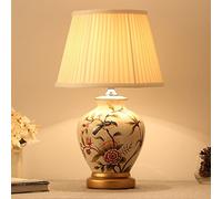 Yong Shop- Table Lamp New Chinese Style Ceramics Bedroom Bedside Lamp Modern Simple American Style Rural All Bronze European Style Study E27