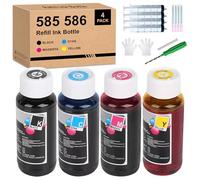 Yongairuink 585 586 Refill Ink Bottle for CAN PG-585XL CL-586XL Ink Cartridges for PIX TS7650i TS7750i (4 Pack,1BK 1C 1M 1Y)