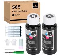 Yongairuink 585 Black Refill Ink Bottle for CAN PG585 PG585XL PG-585XL Ink Cartridges for PIX TS7650i TS7750i (2 Black)