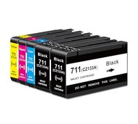 Yongairuink 711 711XL Pigment Ink Cartridges Replacement for HPQ Designjet T120 24 T120 610 T520 24 T520 36 T520 610 T520 914 T125 24 T530 T130 T525 (2BK 1C 1M 1Y)