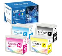 Yongairuink Compatible SJIC36P Ink Cartridges Replacement for C13T44C140 C13T44C240 C13T44C340 C13T44C440 for EPN ColorWorks C6000 C6500 Ae Pe Printer (1BK 1C 1M 1Y)