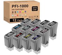 Yongairuink PFI-1000 Pigment Ink Tank 12x 80ml Replacement for PFI-1000 PRO-1000 for CAN imagePROGRAF PRO-1000 Printer (12 Pack, MBK PBK C M Y R GY B PGY PC PM CO)