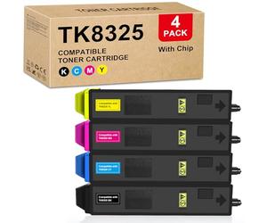 Yongairuink TK-8325 TK8325 Toner Cartridges Compatible with Kyocera TASKalfa 2551ci printer,Toner Cartridges TK-8325C TK-8325K TK-8325Y TK-8325M TK8325(4 Pack, 1BK 1C 1M 1Y)