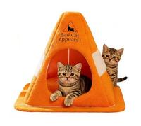 Yongany Bed for Cats,Traffic Cone Design Warm House with Washable Cushion | Cat House Indoor with Warning Sign,for Winter Indoor Home Kitten Small Dog Rabbits Animal Calming Sleeping