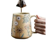 Yongany Ceramic Coffee Mug, Flower Mug, Floral Cup with Hand-Painted Flower Design, 710ml Large Capacity, for Milk Tea Juice Study Living Room Movie Nights Home Decor Lovers Students