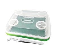 Yongany Silkworm Breeding Box - 3-layer Silkworms Enclosure - with Tweezer Anti-Moisture Fine Mesh Mealworm Keeper Box - for Sugar Glider Chicken Lizard Frog Tortoise