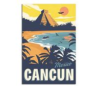 YONGCAI Cancun Mexico Sunset Vintage Travel Poster Canvas Wall Home Room Decor Art Poster Painting Picture Print Gift Posters