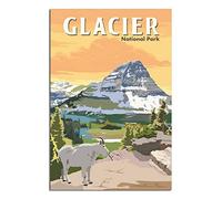 YONGCAI Glacier National Park Montana Goat Vintage Travel Poster Canvas Wall Home Room Decor Art Poster Painting Picture Print Gift Posters