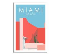 YONGCAI Miami Beach Vintage Travel Poster Canvas Wall Home Room Decor Art Poster Painting Picture Print Gift Posters