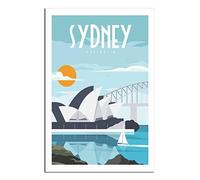 YONGCAI Sydney Australia Skyline Vintage Travel Poster Canvas Wall Home Room Decor Art Poster Painting Picture Print Gift Posters