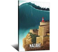 YONGCAI Vintage Nazare Surfing Portugal Travel Poster Canvas Wall Home Room Decor Art Poster Painting Picture Print Gift Posters