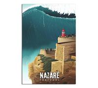 YONGCAI Vintage Nazare Surfing Portugal Travel Poster Canvas Wall Home Room Decor Art Poster Painting Picture Print Gift Posters