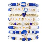 yongder Heishi Clay Beaded Stretch Stackable Game Day Bracelets, One Size, Acrylic Copper, no gemstone