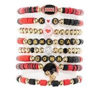 yongder Heishi Clay Beaded Stretch Stackable Game Day Bracelets, One Size, Acrylic Copper, no gemstone