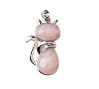 YONGERN 1PC Fashion Quartz Crystal Cat Pendant Rose Quartz Malachite Tigers Eye Obsidian Pink Red Stone Agate For Women Mineral Jewelry