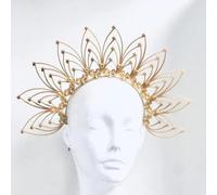 YONGERN Goddess Crown Spiked Halo Crown Festival Crown Festival Headpiece Met Gala Crown Sunburst Crown Cosplay Bridal Party (Metal Color : 22)
