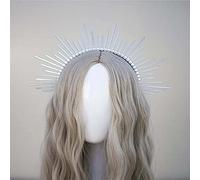 YONGERN Goddess Crown Spiked Halo Crown Festival Crown Festival Headpiece Met Gala Crown Sunburst Crown Cosplay Bridal Party (Metal Color : 6)