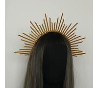 YONGERN Goddess Crown Spiked Halo Crown Festival Crown Festival Headpiece Met Gala Crown Sunburst Crown Cosplay Bridal Party (Metal Color : 32)