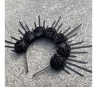 YONGERN Rose Crown Goddess Crown Spiked Halo Crown Headband Festival Crown Headpiece Met Gala Crown Sunburst Crown Cosplay Party Z-31 (Color : 31 Black)