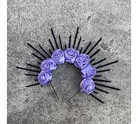 YONGERN Rose Crown Goddess Crown Spiked Halo Crown Headband Festival Crown Headpiece Met Gala Crown Sunburst Crown Cosplay Party Z-31 (Color : 31 Purple)