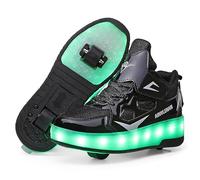 YongerYong LED Strips Roller Skate Shoes with Double Wheels for Kids Automatic Retractable Skateboarding Shoes Outdoor Sports Gymnastic Sneakers