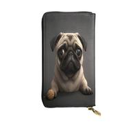 YONGFENGDI Cute Pretty Pug Dog Print Soft Pu Leather Long Zipper Pouch Wallet for Men and Women with Multiple Card Slots Phone Pocket Coin Purse, Large Clutch Cash Long Wallet with Zipper