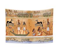 YONGFOTO 100x70cm Ancient Egypt Tapestry, Egyptian Gods Pharaohs Tapestries Black Color Dog Birds Boat Hieroglyphic Carvings Mythology Hanging Tapestry for Living Room Dorm Decor Sofa Cover Carpet