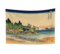 YONGFOTO 100x70cm Ukiyo-e Tapestry Mount Fuji 36 Views Room Wall Hanging Enoshima in The Sagami Province Landscape Wall Art Japanese Traditional Painting Toyo Style Tapestries