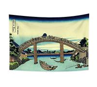 YONGFOTO 100x70cm Ukiyo-e Tapestry Mount Fuji 36 Views Room Wall Hanging Fuji Seen Through the Bridge at Fukagawa Landscape Wall Art Japanese Traditional Painting Toyo Style Tapestries