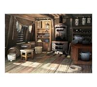 YongFoto 10x6.5ft Farmhouse Interior Backdrop Rustic Kitchen Wooden Wall Cookwares Shelf Farmer Background for Photography West Farm Party Indoor Decor Kids Man Adults Rural Portrait Photo Shoot Props