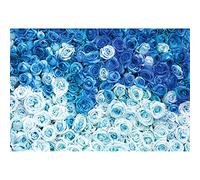 YongFoto 10x7ft Blue Rose Flower Wall Photography Background White Rose Floral Blossoms Backdrop Baby Bridal Shower Anniversary Ceremony Cake Smash Wedding Theme Party Decoration Photo Studio Props