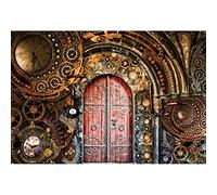 YongFoto 10x7ft Retro Steampunk Backdrop Vintage Metallic Mechanical Bronze Clockwork Gears Metal Door Photography Background Nostalgia Style Novelty Artistic Design Party Decor Photo Studio Props