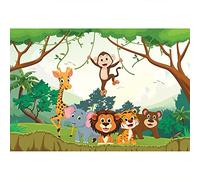 YongFoto 10x8ft Cartoon Animal Photography Background for Kids Party Safari Baby Lion Giraffe Monkey Jungle Rainforest Backdrop for Boy Girl Room Birthday Theme Decoration Baby Shower Photo Props