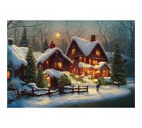 YongFoto 10x8ft Christmas Backdrop Scene Beautiful Xmas House Trees Fairy Snowfield Winter Landscape Colorful Photo Background for Xmas Eve Party Festival Home Poster Family Photography Supplies